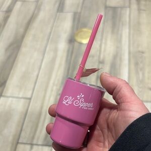 Pink Tumbler with Straw